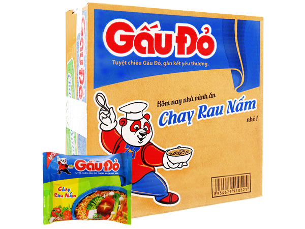 Mì Gấu Đỏ Chay Rau Nấm gói 65g Thùng 30 gói